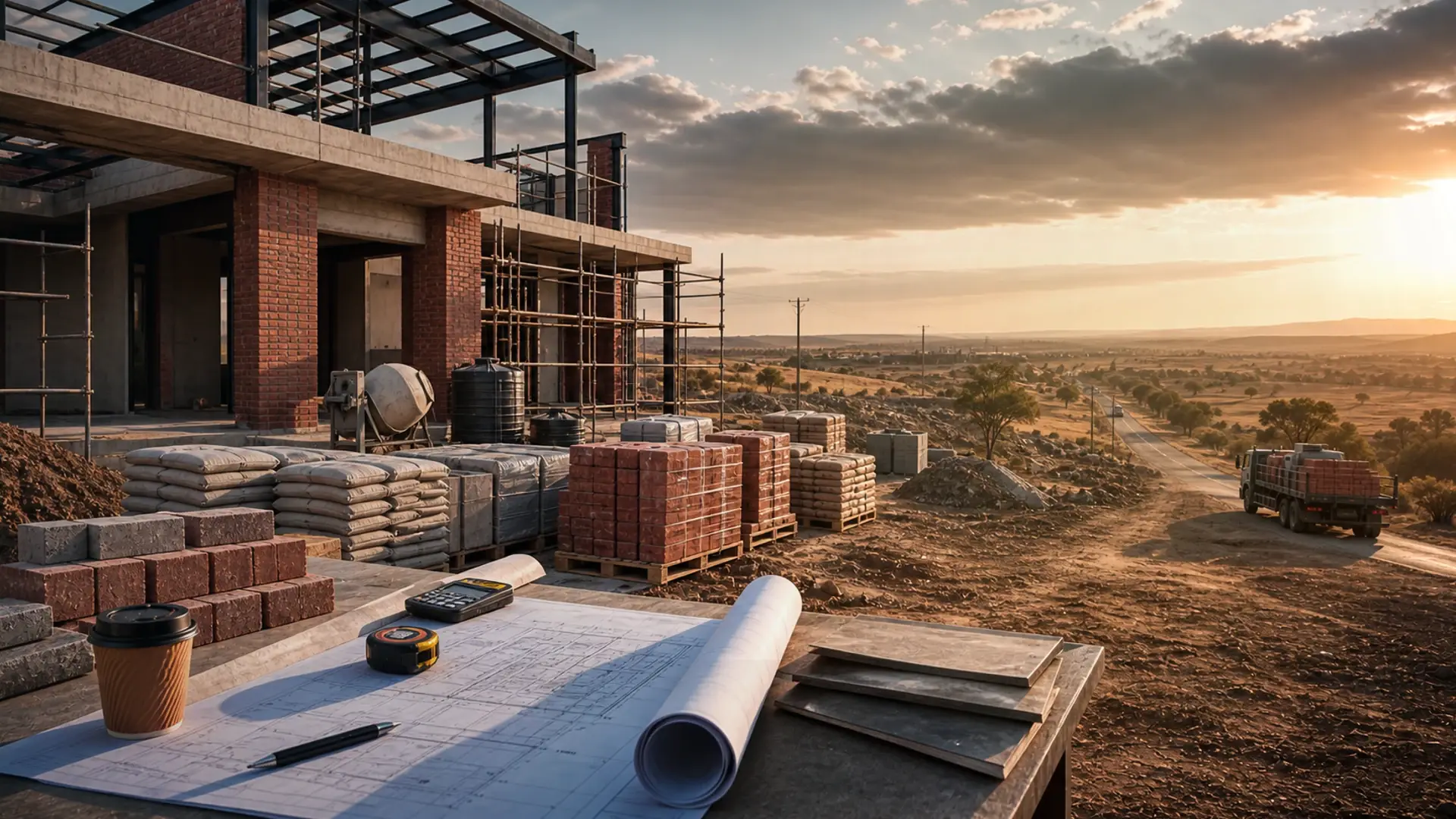 Builders in Lakefield – Premium Finish Specialists banner showing a Benoni local building site context with plans, access notes and residential materials