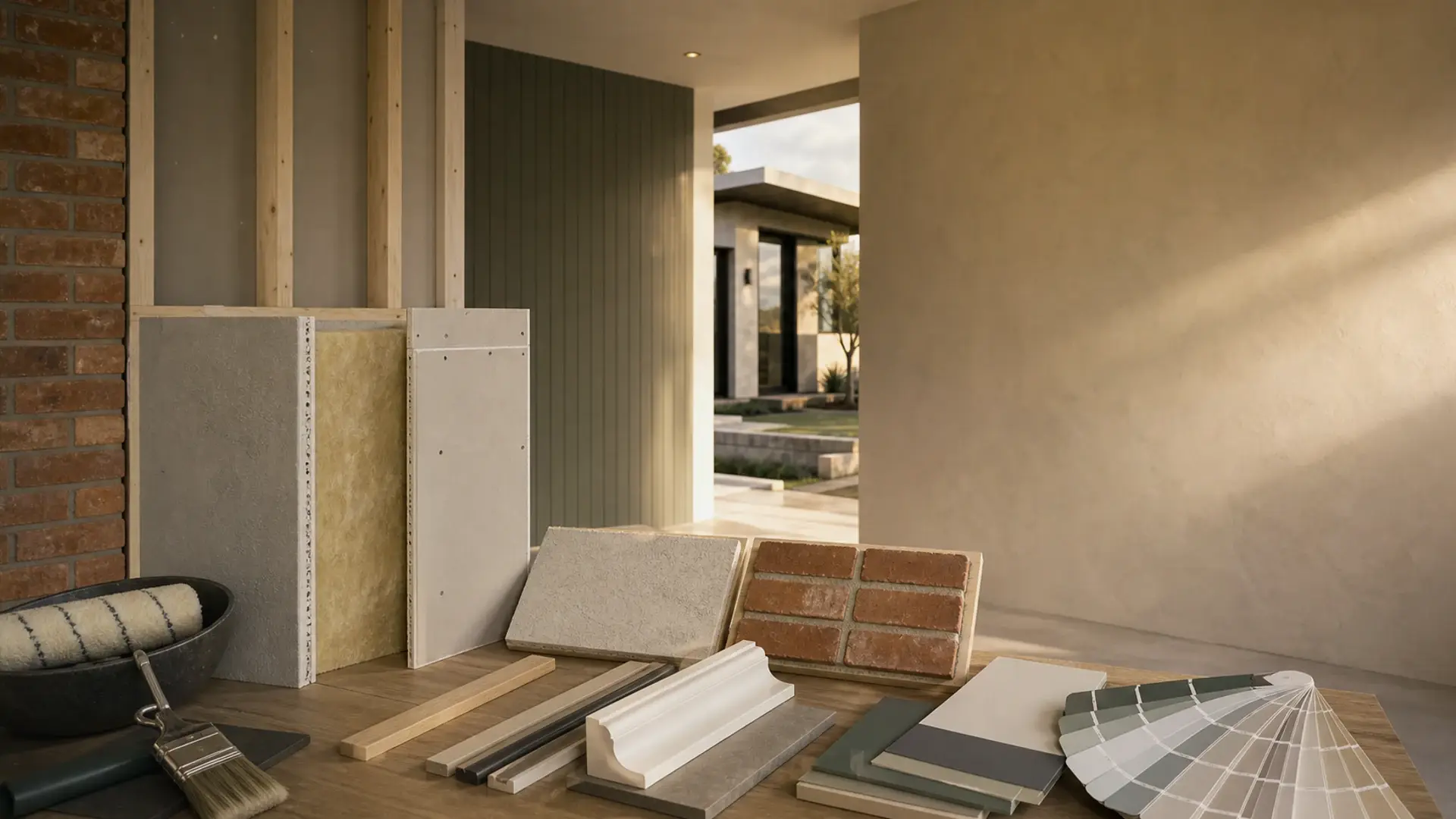Plastering and Skimming Prices in Benoni banner showing a Benoni residential or light industrial building context with plans and local site materials
