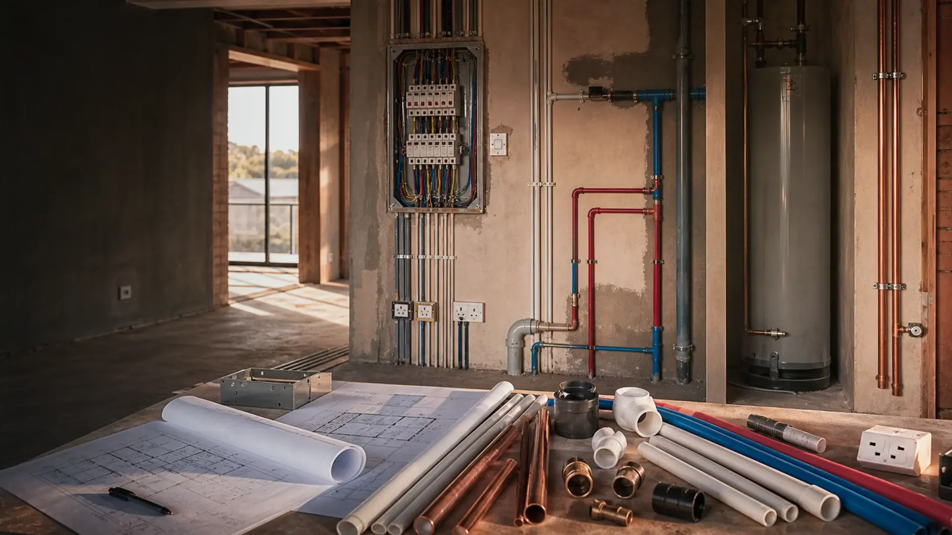 Inverter and Solar-Ready Wiring, Explained banner showing technical service rough-in details with conduit, pipework and compliance checks
