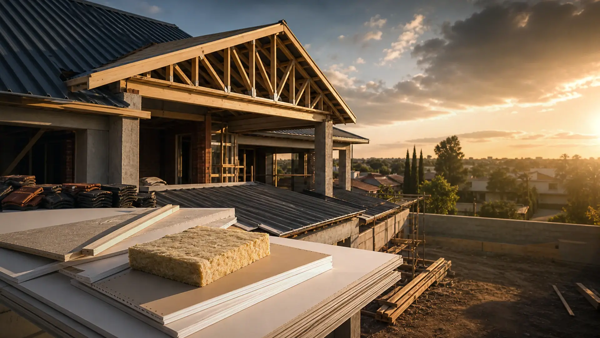 Roofing Contractors in Benoni banner showing a roof inspection and repair scene with roof covering details in clear natural light