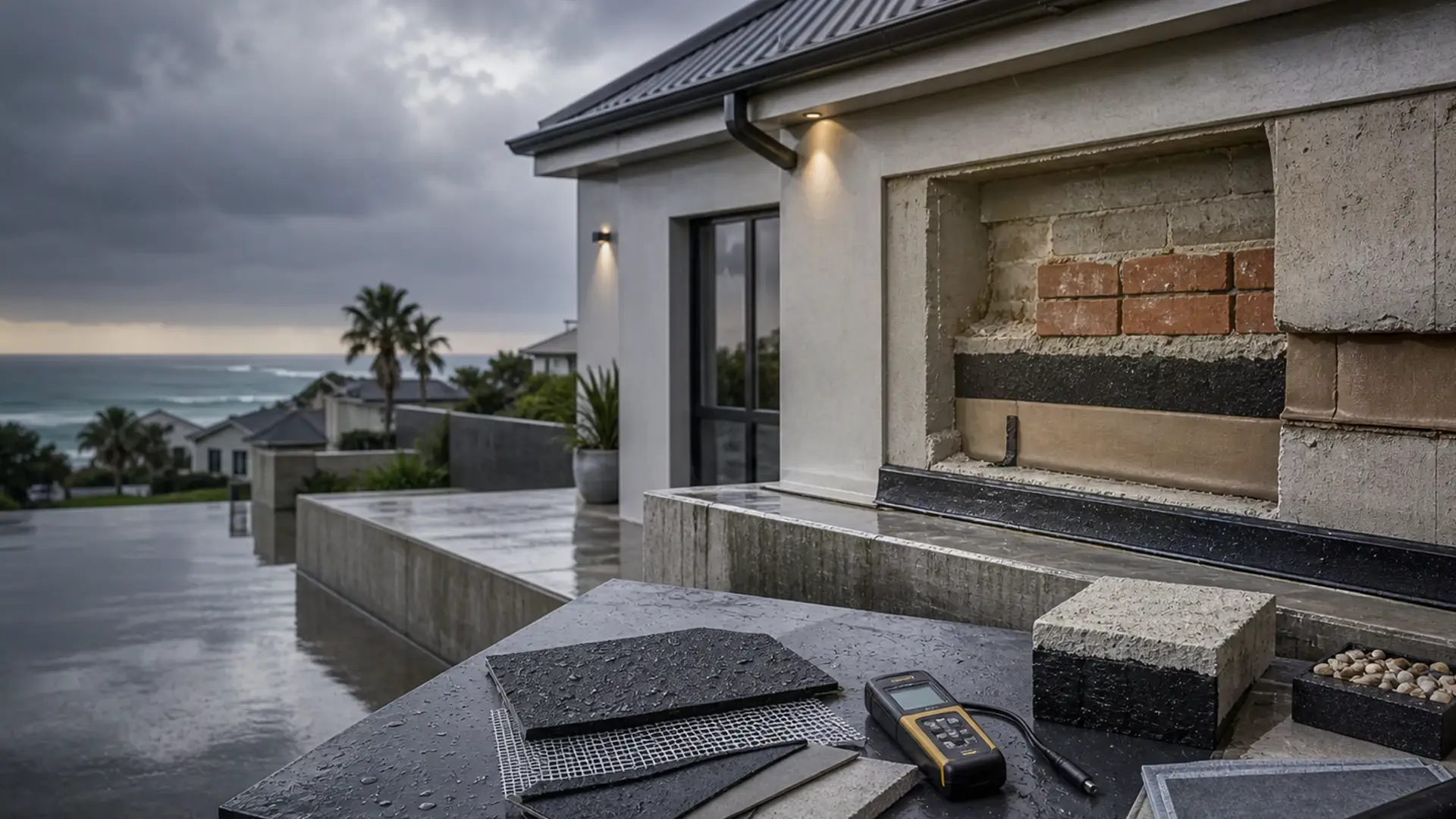 Urgent Building Repairs in Benoni banner showing a residential build or extension site with plans, masonry and finish coordination