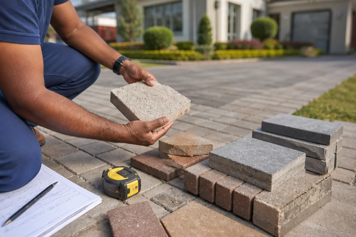 Paving and finish samples checked on an estate style driveway