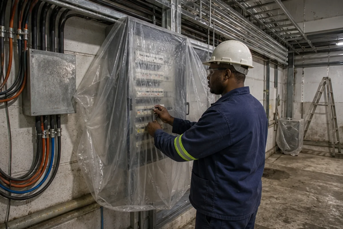 Industrial services area protected during an electrical and conduit upgrade