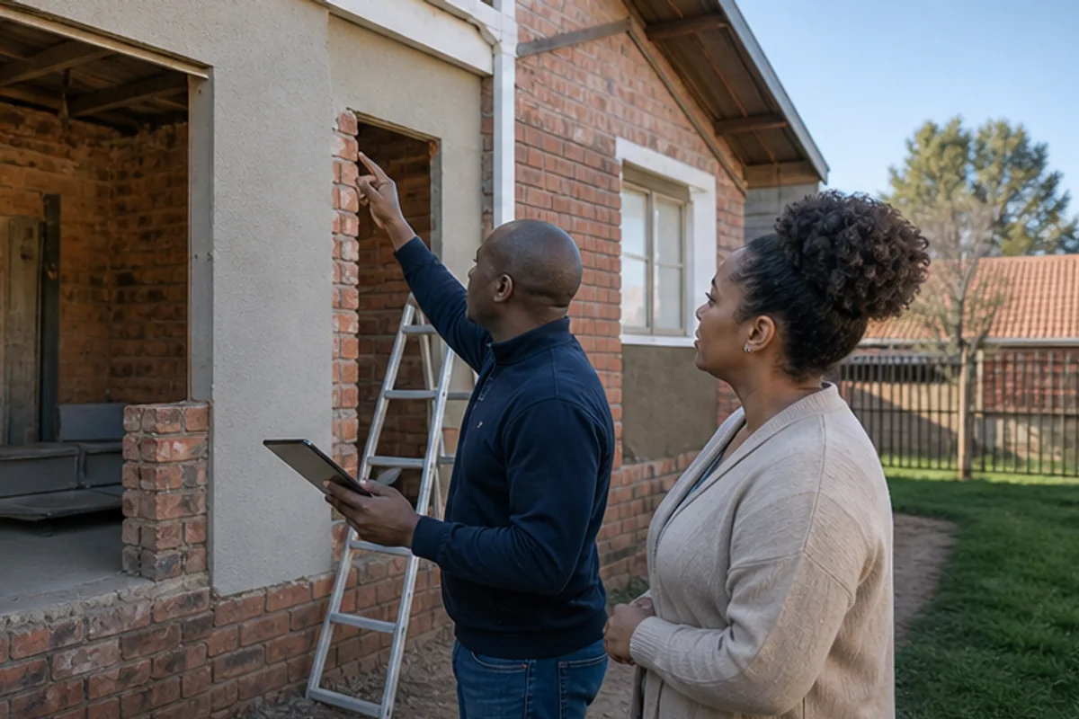 Consultant inspecting a home addition area before final certification