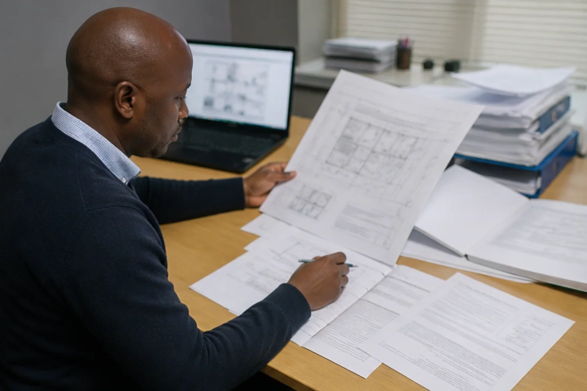Professional reviewing council submission drawings and checklist documents