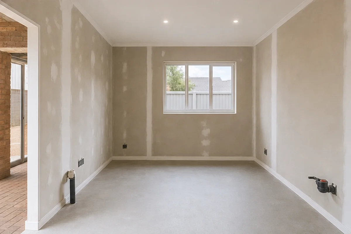 Converted garage room ready for paint and final finishes