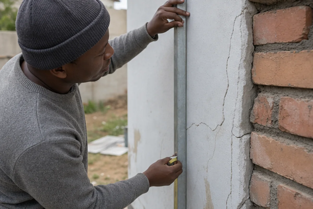Uneven plaster and wall defects measured with a straightedge