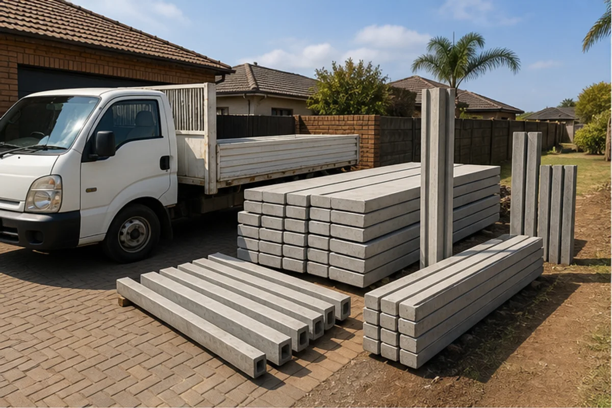 Precast wall panels staged on a residential site before installation